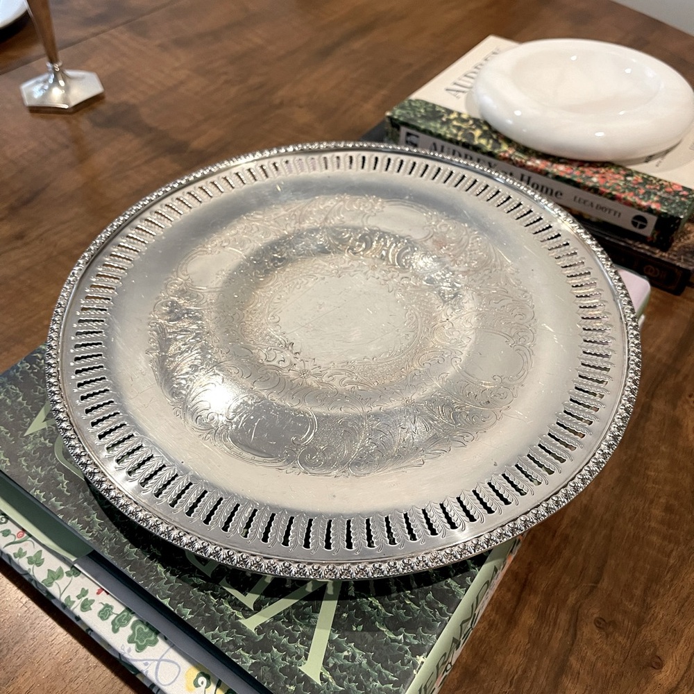 Vintage Silver Plated Round Serving platter